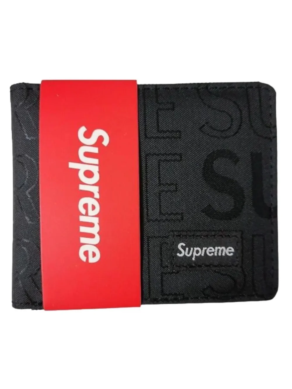 Supreme Black Logo Bi-Fold Wallet - Men's Accessory